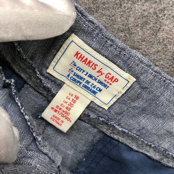 Gap City 3'' Short Womens 16 Linen Cotton Chambray Blue Flat Front - Picture 8 of 10